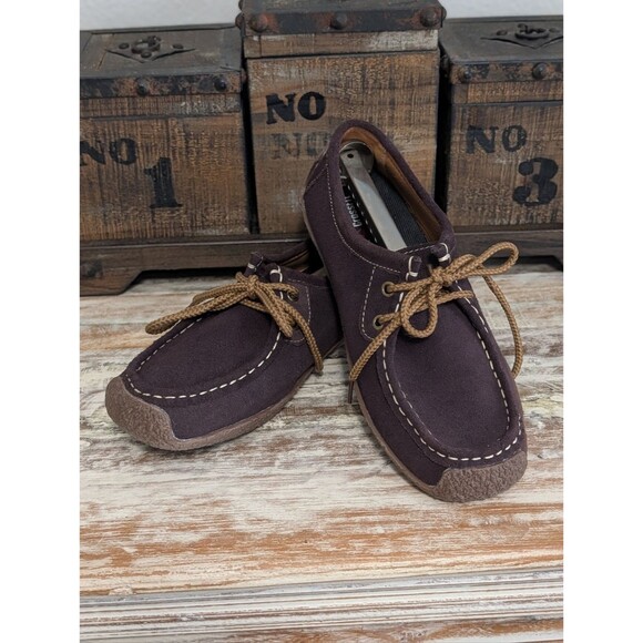Xiuxian Suede Moc Toe Lace Up Casual Shoes Brown Unisex EU 42 Men 9 Women 10.5